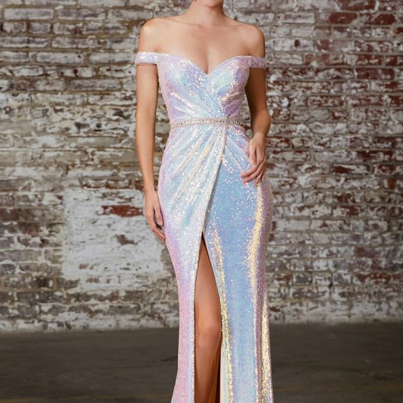 Cinderella Dresses & Skirts - Prom Glittery Party Evening Sweetheart Neck Sequined Sheath Leg Slit Dress CD158